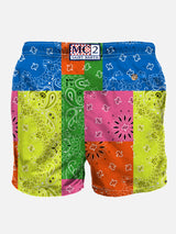 Man swim shorts with bandanna multicolor print