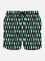 Man light fabric swim shorts with bollicine print