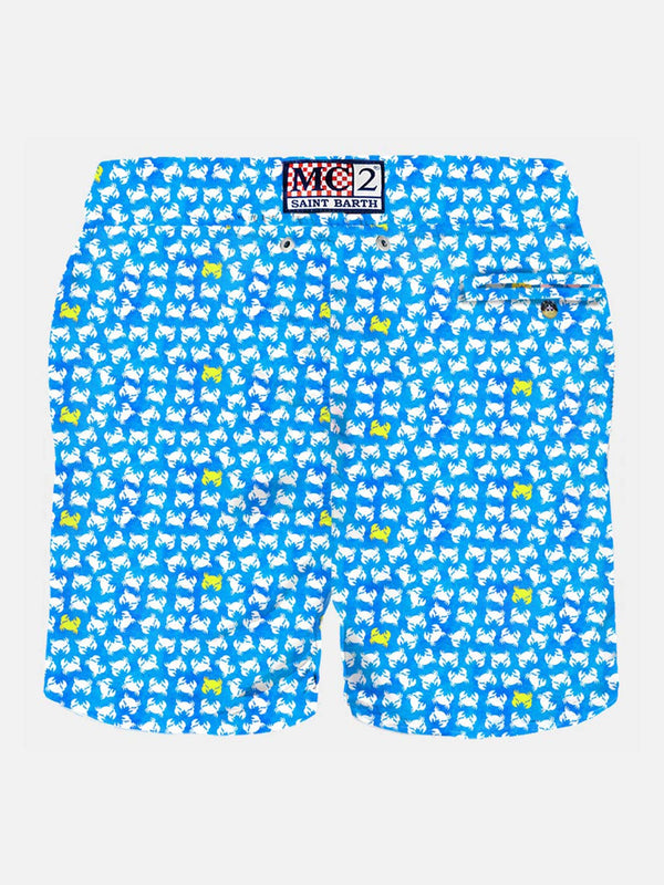 Man light fabric swim shorts with crabs print