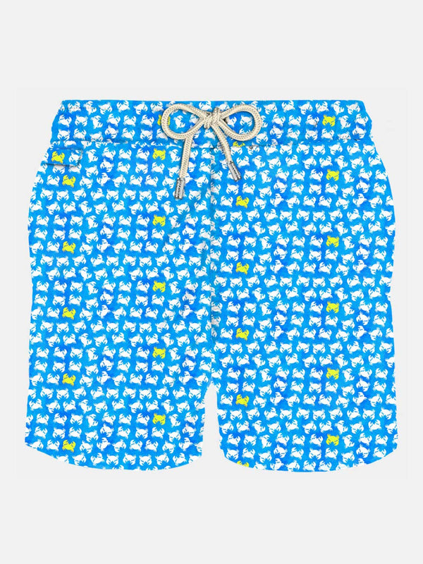 Man light fabric swim shorts with crabs print