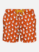 Man light fabric swim shorts with Estathé print | Estathé® Special Edition