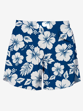 Blue Swim Short mid-lenght with white flower print - MC2 Saint Barth