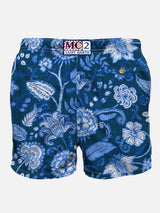 Costume da bagno da uomo con stampa fiori blu