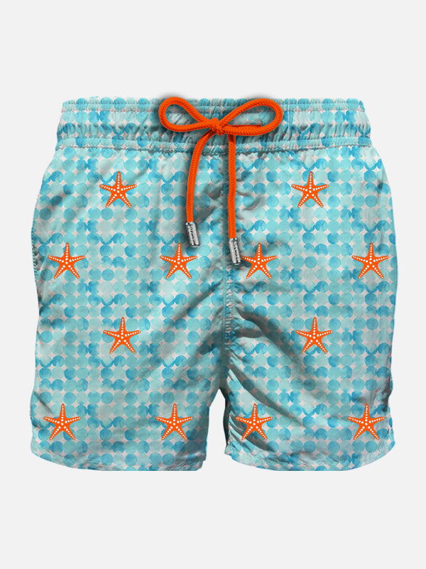 Man light fabric man swim shorts with starfish embroidery