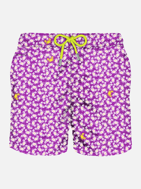 Herren-Badeshorts aus leichtem Stoff mit Krabben-Print