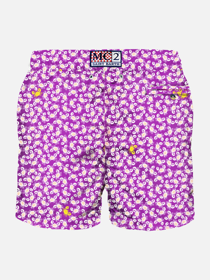 Herren-Badeshorts aus leichtem Stoff mit Krabben-Print