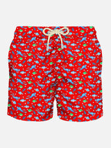 Man light fabric swim shorts with diver print