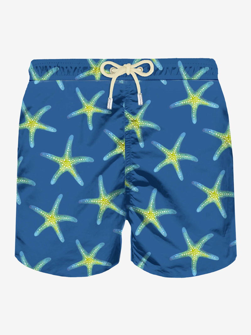 Herren-Badeshorts aus leichtem Stoff mit Marine-Print