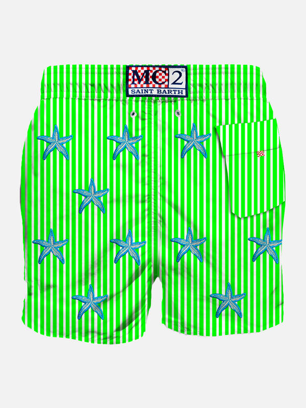 Man classic swim shorts with starfish embroidery