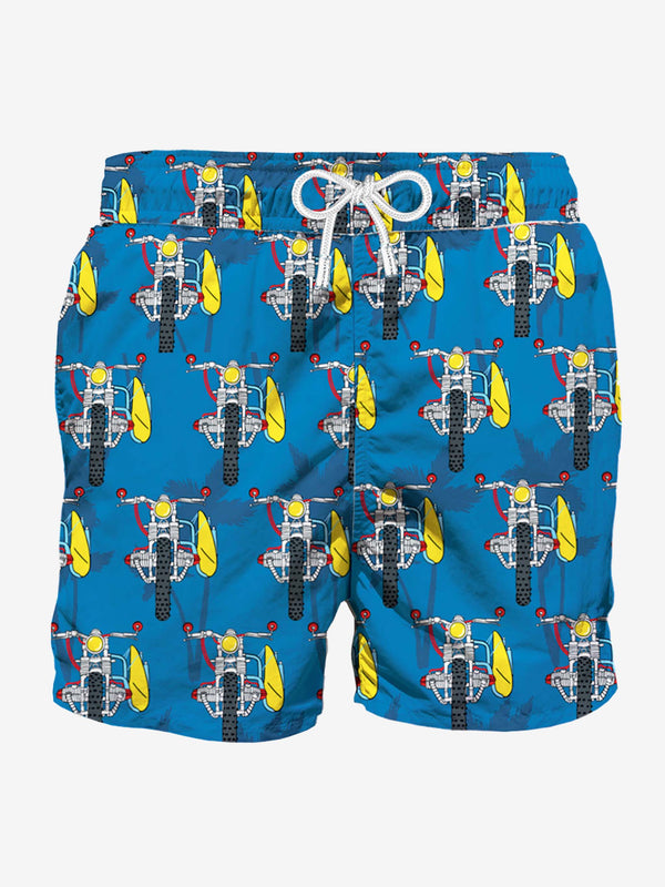 Mid-length swimshorts with surf motorbike