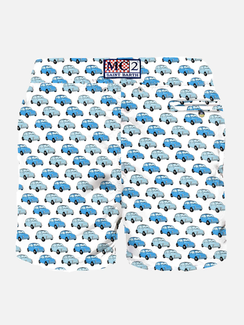 Man light fabric swim shorts with Fiat 500 car print | FIAT© 500 Special Edition