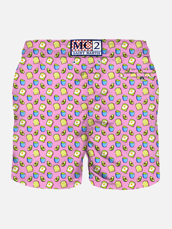 Man swim shorts avocado toast print