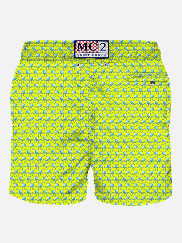 Man swim shorts jelly fish fluo print