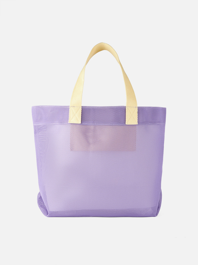 Mesh purple shopper bag with terry patch | MELISSA SATTA SPECIAL EDITION