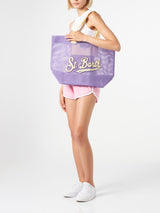 Mesh purple shopper bag with terry patch | MELISSA SATTA SPECIAL EDITION