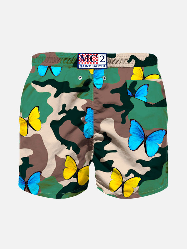 Leichte Badeshorts für Jungen mit Camo-Schmetterlingsprint