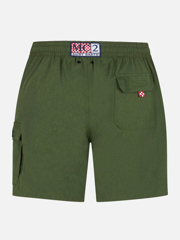 Komfort- und Stretch-Badeshorts für Herren in Militärgrün