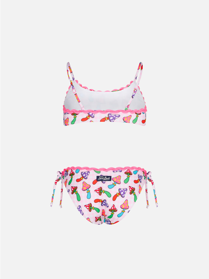 Mädchen-Bralette-Bikini mit Pilz-Print