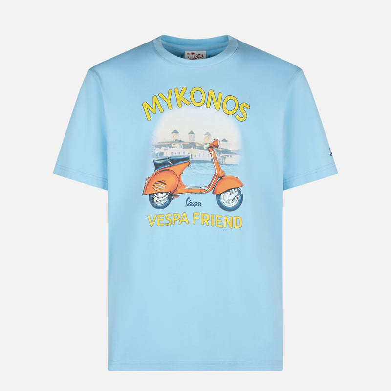 Man cotton t-shirt with Mykonos Vespa print | VESPA® SPECIAL EDITION