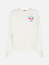 Woman fleece sweatshirt with St. Barth padel lover print