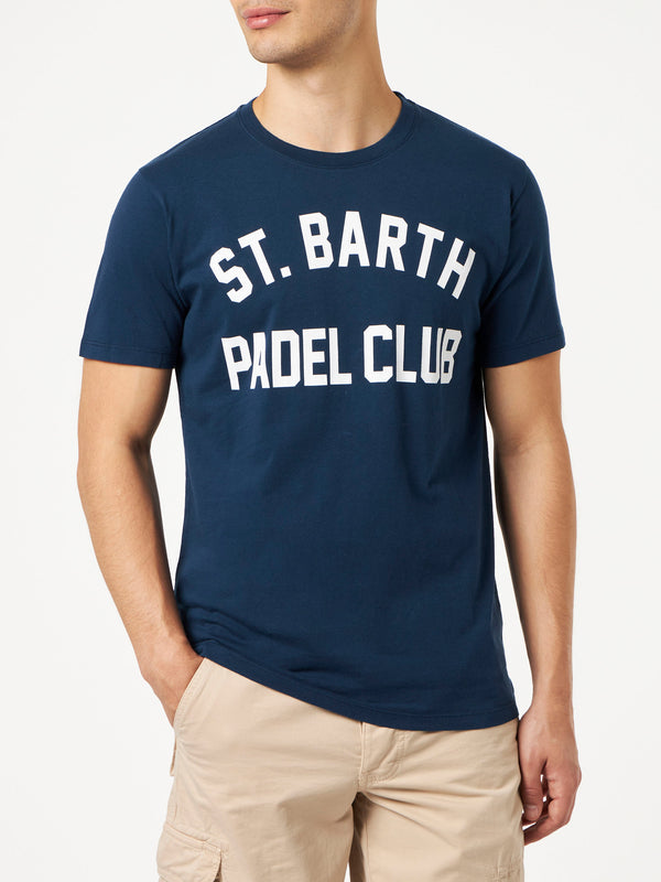 T-shirt da uomo in cotone trattamento vintage con stampa St. Barth Padel Club