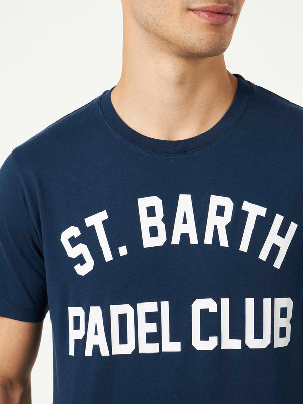 Man cotton vintage treatment t-shirt with St. Barth Padel Club print