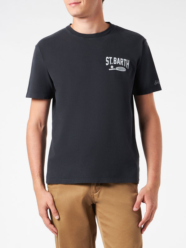 T-shirt da uomo in cotone pesante con ricamo St. Barth