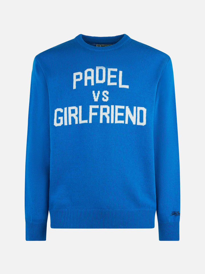 Rundhalspullover für Herren mit Padel vs Girlfriend-Jacquard