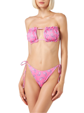 Bikini da donna a fascia con stampa paisley