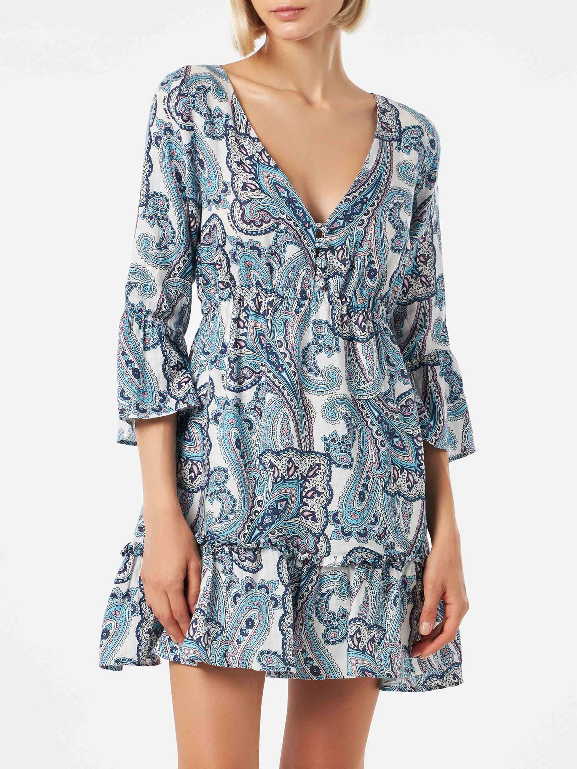 Woman short dress with paisley print - MC2 Saint Barth