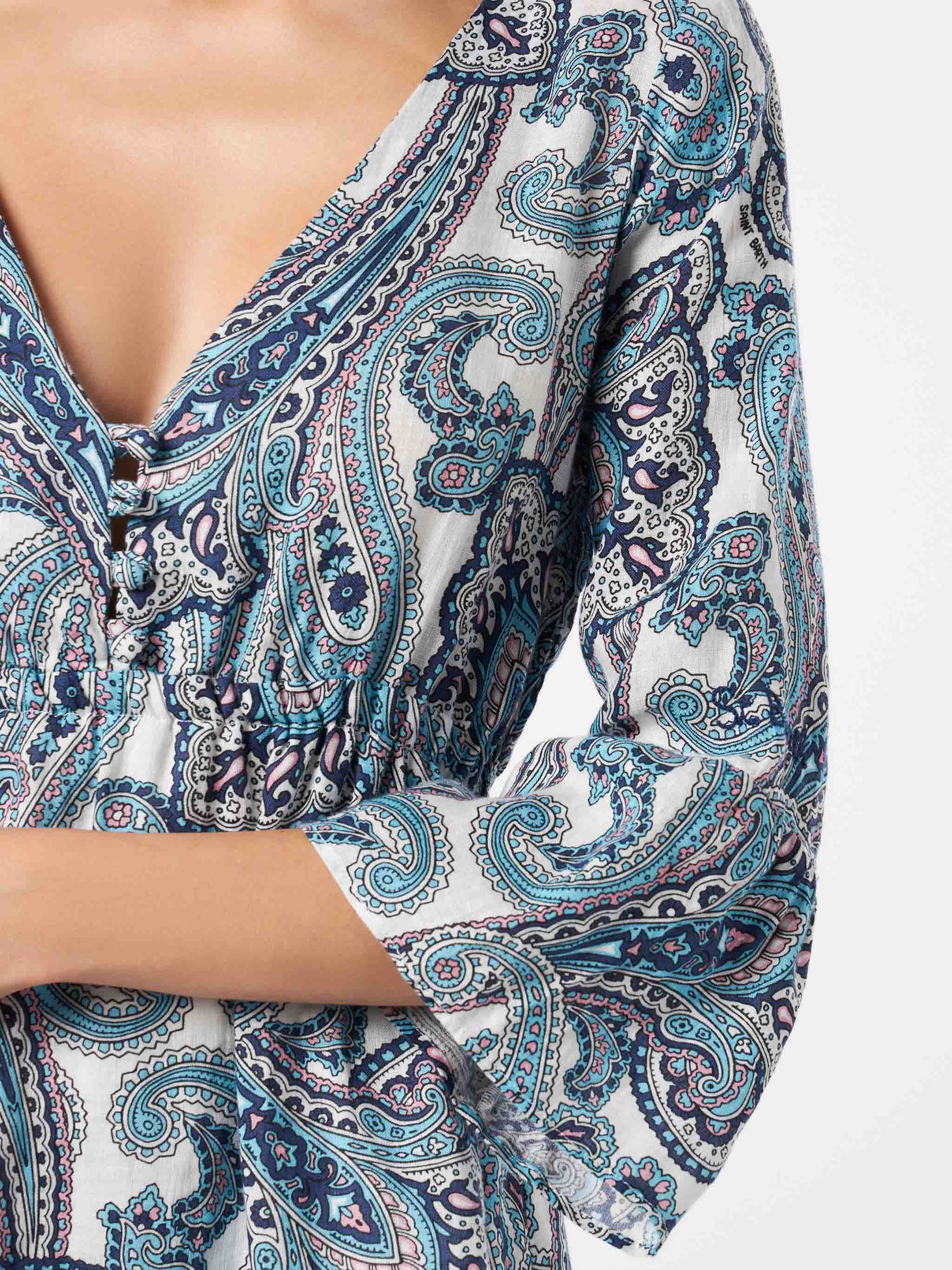 Woman short dress with paisley print - MC2 Saint Barth