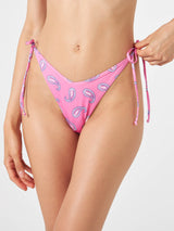 Woman cheeky swim briefs with paisley print