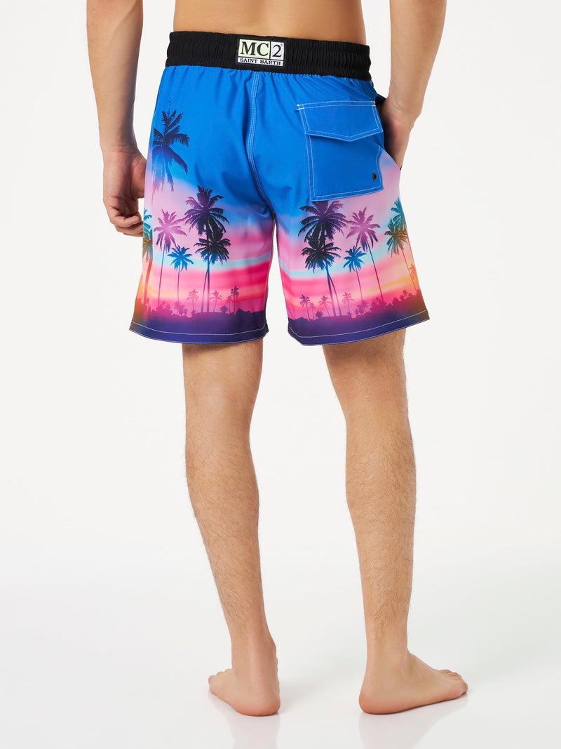 Costume da bagno da uomo surf comfort ed stretch con stampa palme