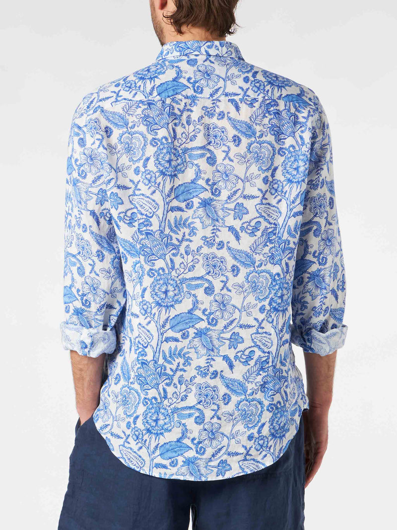 Camicia da uomo Pamplona in lino con stampa fiori