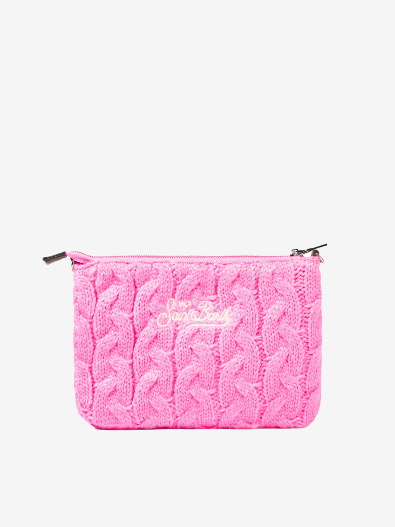 Parisienne Umhängetasche Clutch mit rosa Flechtmuster