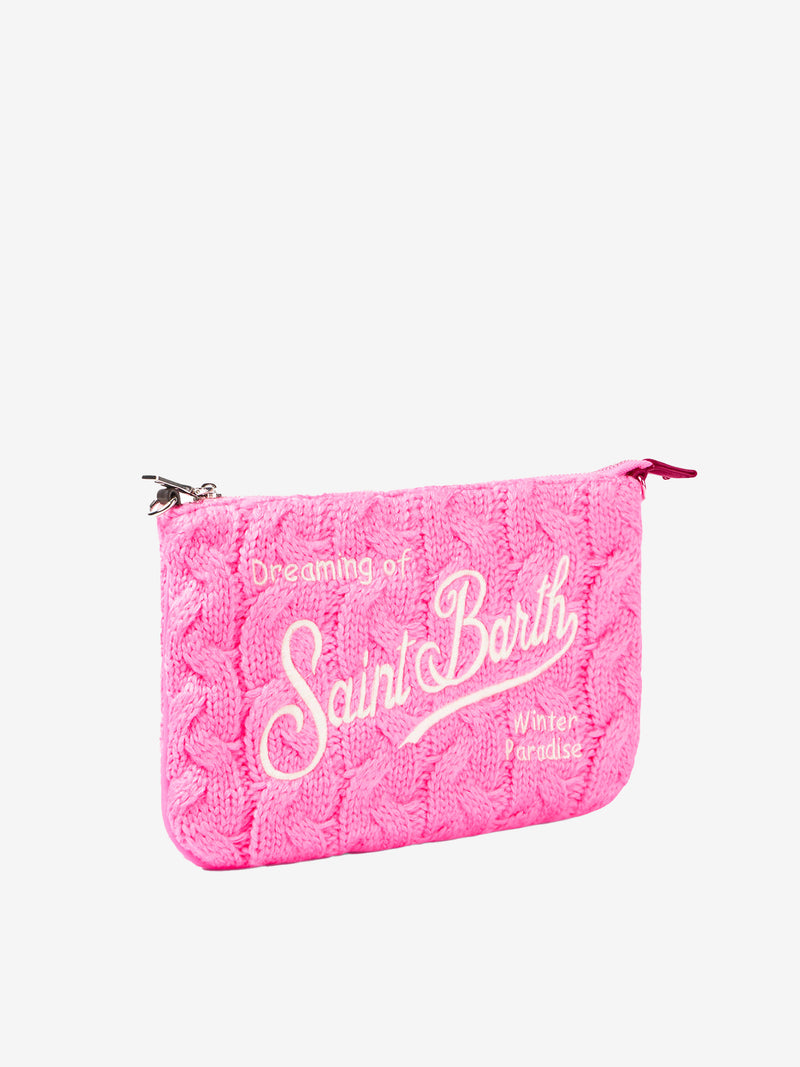 Parisienne Umhängetasche Clutch mit rosa Flechtmuster