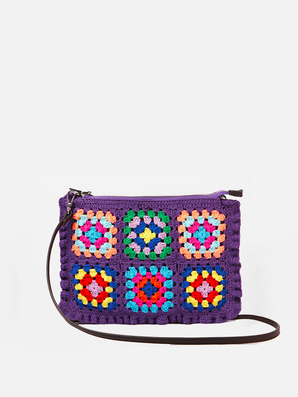 Parisienne violet crochet crossbody pouch bag