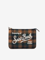 Parisienne cross-body pouch bag with green tartan pattern