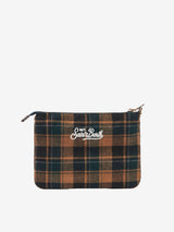 Parisienne cross-body pouch bag with green tartan pattern