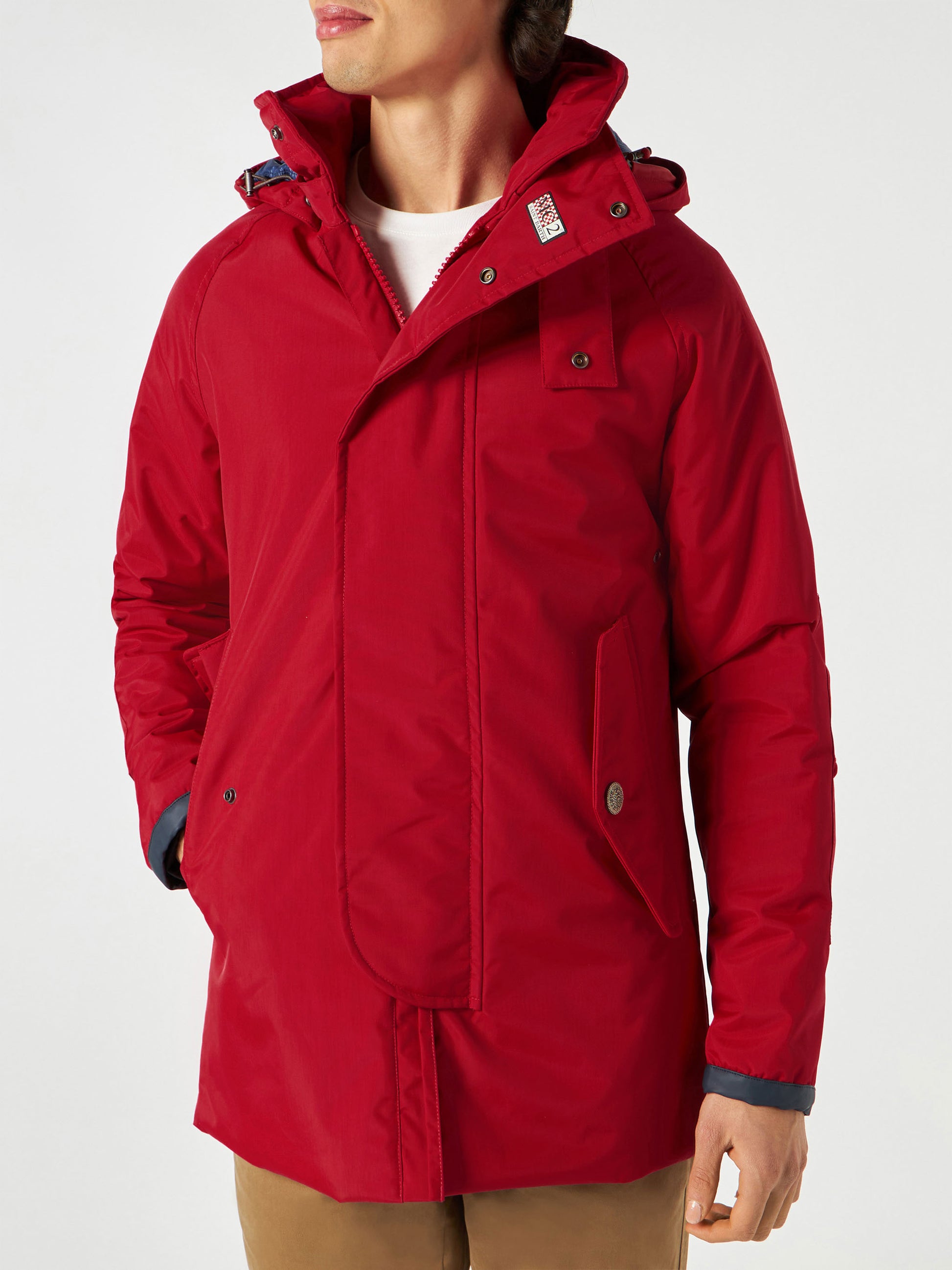 Man hooded red parka jacket Voyager - MC2 Saint Barth