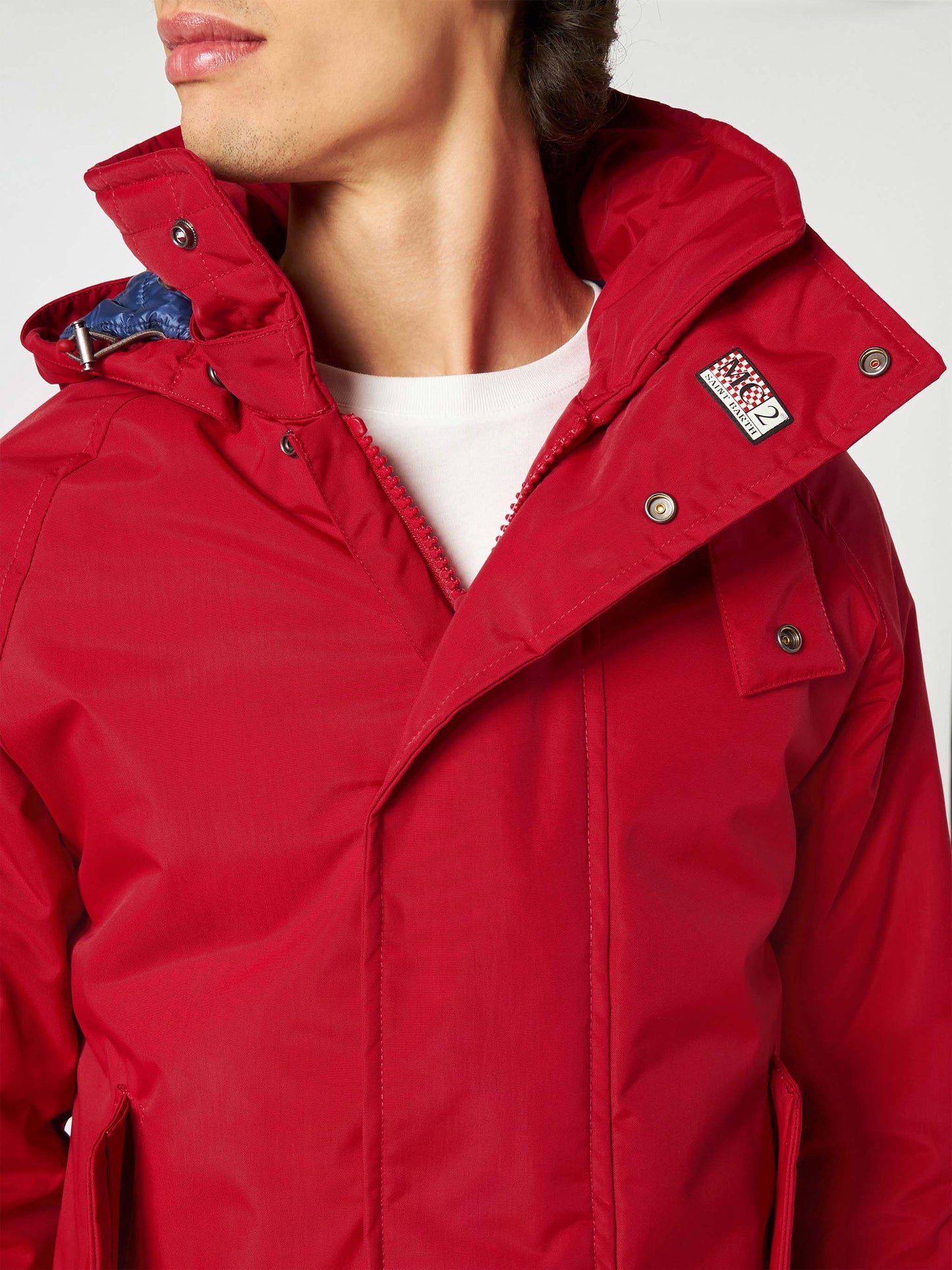 Man hooded red parka jacket Voyager - MC2 Saint Barth