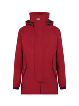 Man hooded red Voyager parka jacket