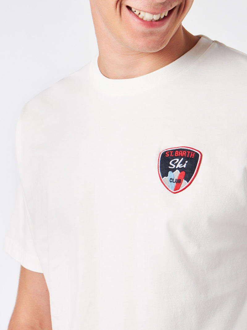 Man heavy cotton t-shirt with St. Barth Ski patch