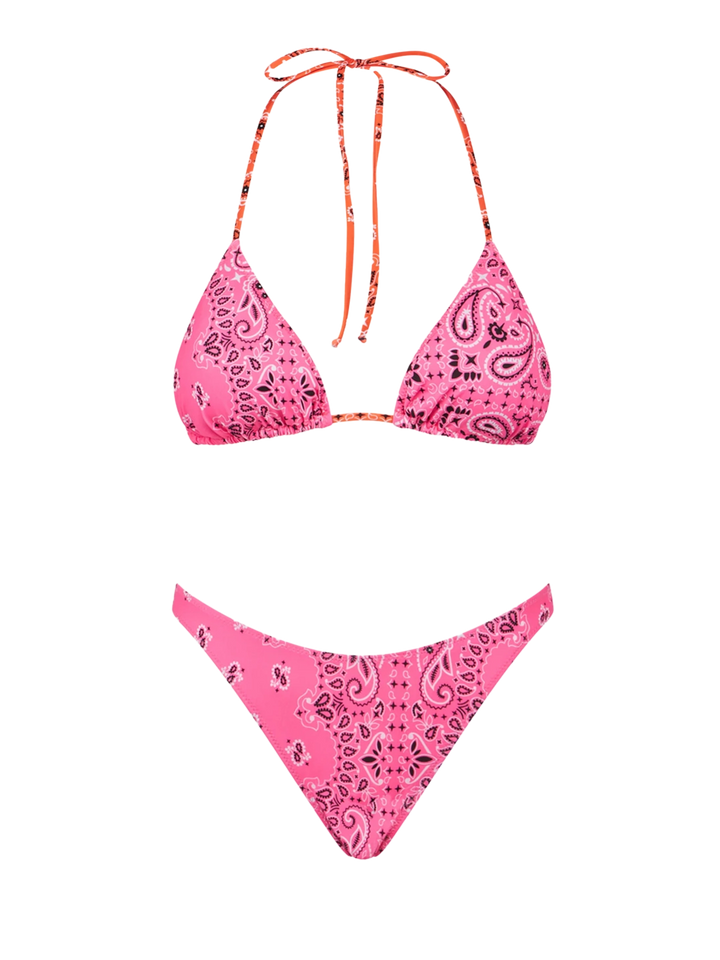 Woman triangle bikini with bandanna print
