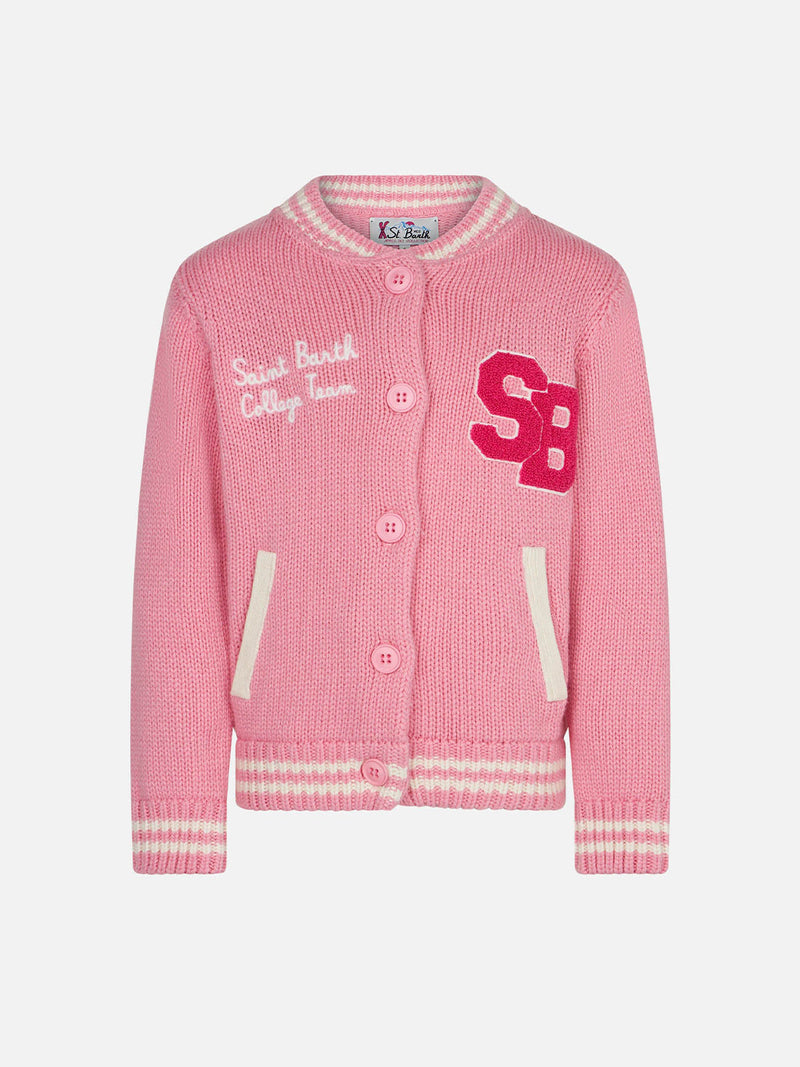 Cardigan college da bambina rosa