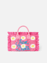 Colette handbag with crochet flower patches