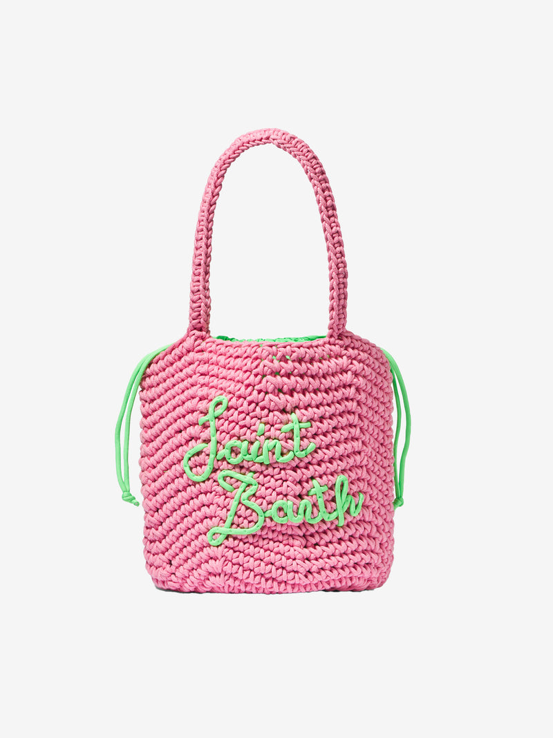 Rope pink crochet shoulder bag