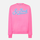 Damen-Sweatshirt in Neonrosa mit St. Barth-Stickerei