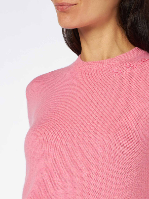 Woman pink cashmere blend sweater New Queen