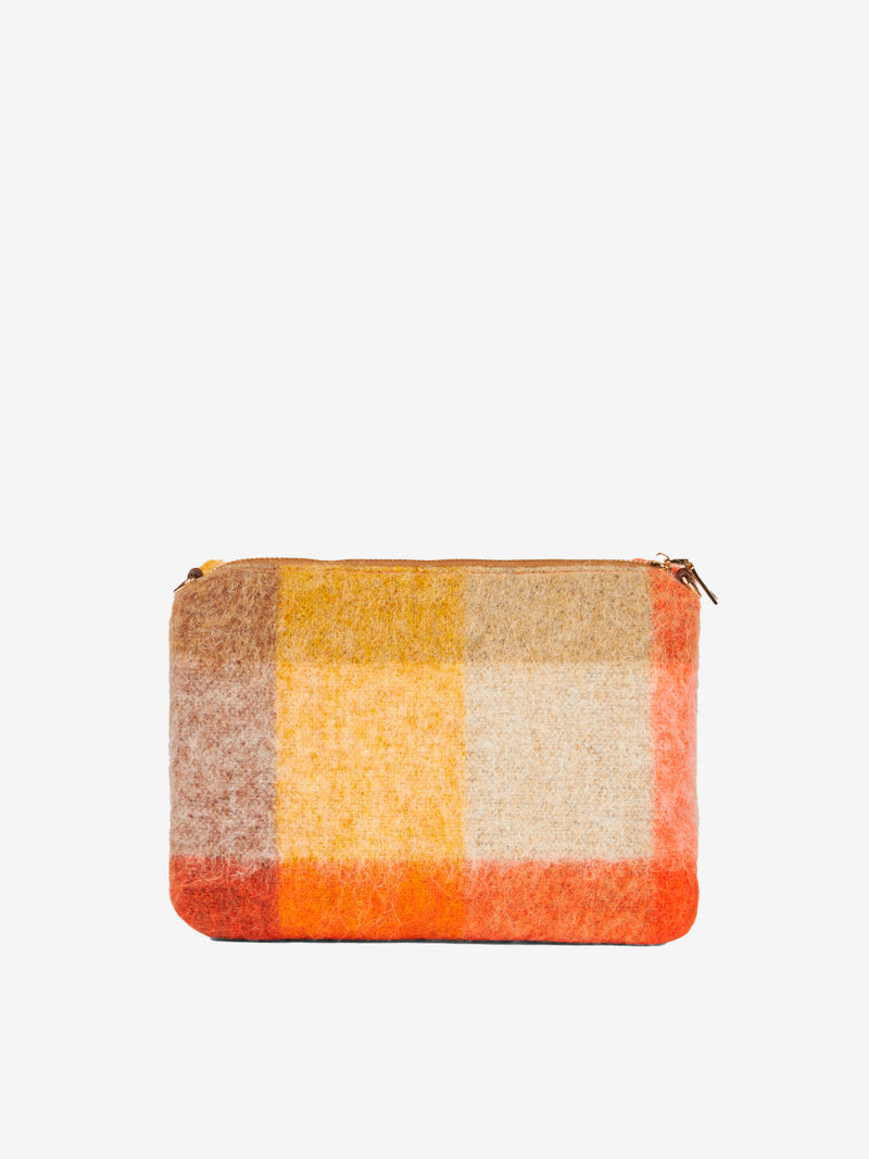 Parisienne-Decken-Umhängetasche Clutch mit orangefarbenen und braunen Karos